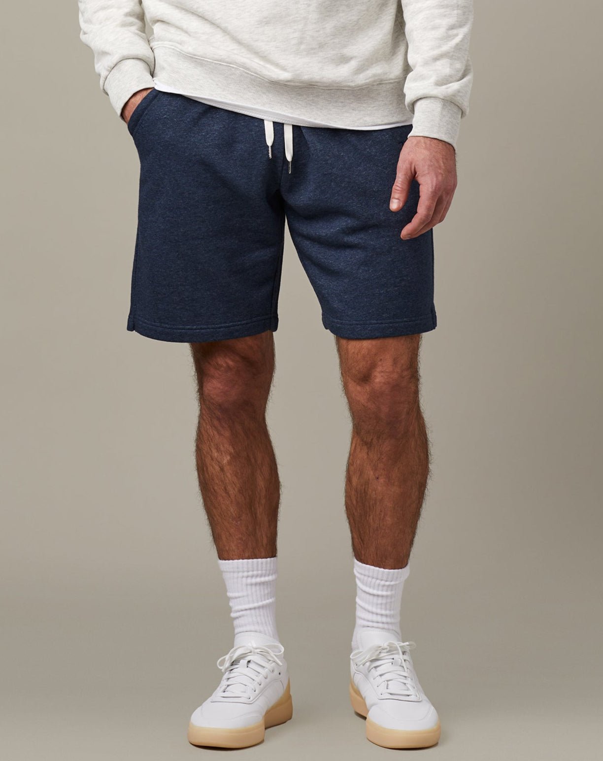 Crewneck_GreyMarl_1136 Tims Unisex French Terry Shorts - Navy Marl 9" - Image 1