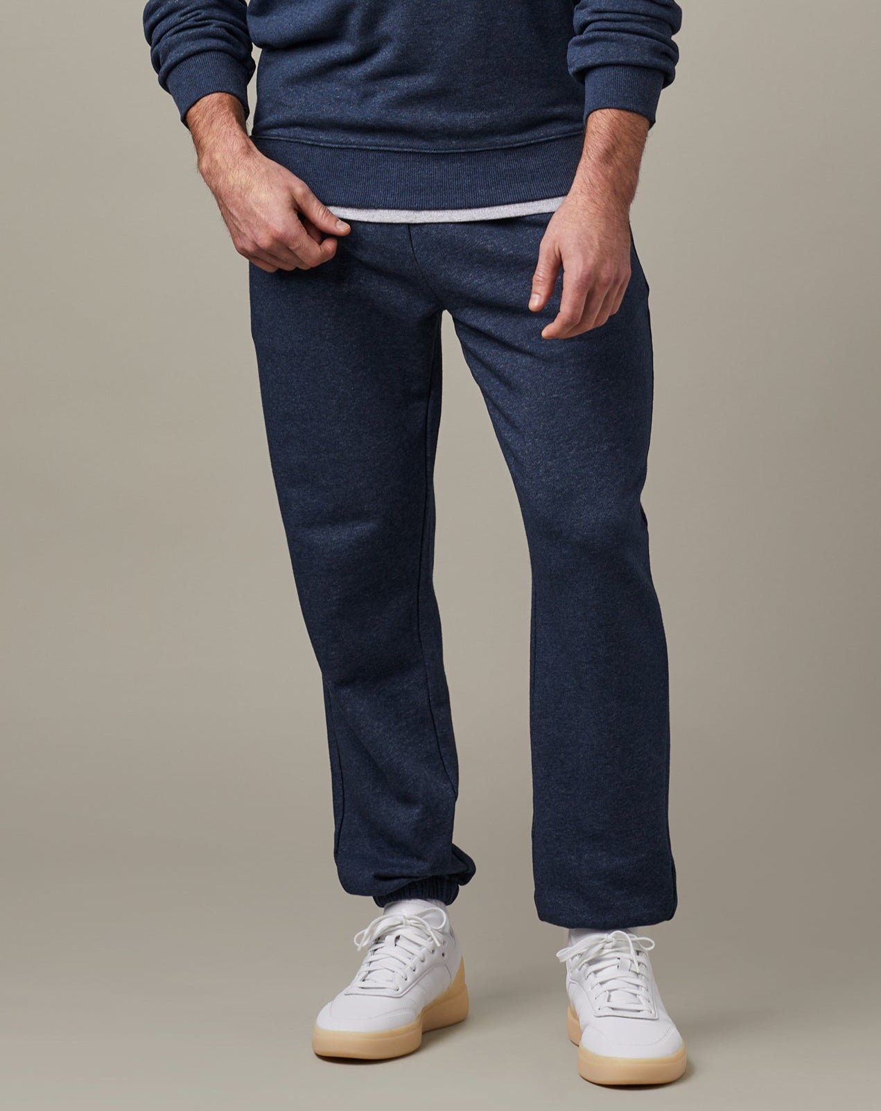 QuarterZip_Travel_881 Tims Unisex French Terry Joggers - Navy Marl - Image 1
